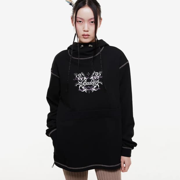 Turtleneck Long Hoodie Black / BADEE