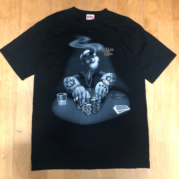 Michael 뽀빠이 문신 카드 락티셔츠 XL