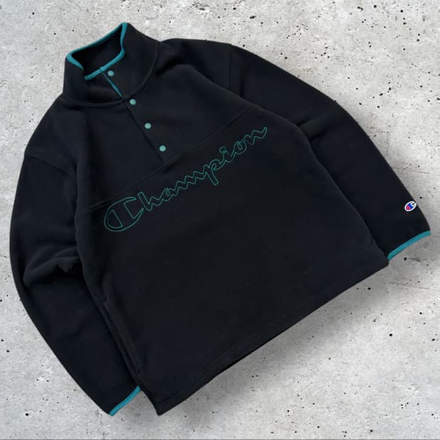 [M] 챔피온 빅로고 블랙 풀오버 플리스 후리스 C959
