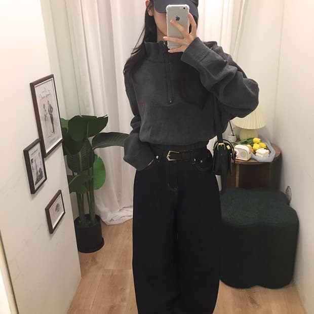 여성 폴로 오버핏 크롭반집업 100~105