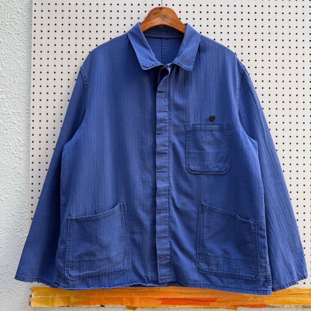 1970s FRENCH INK BLUE HBT 헤링본트윌 프렌치워크자켓