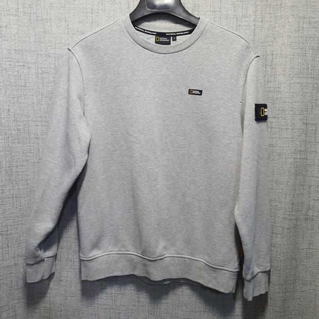 내셔널지오그래픽 기모 와펜 맨투맨 티셔츠 회색 