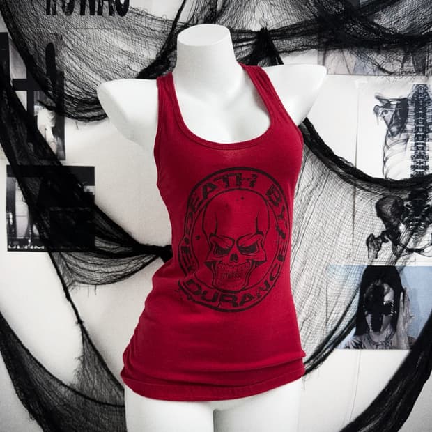 Skull printing red sleeveless