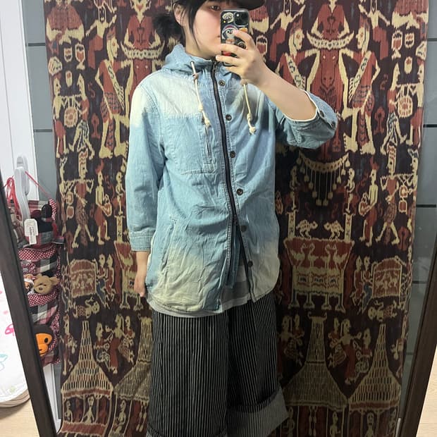 Native lounge 연청 워싱 후드 셔츠