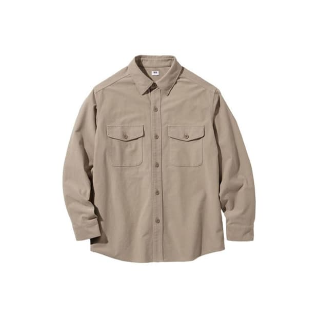 유니클로 베이지 투포켓 셔츠 남방 XL