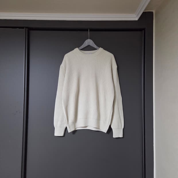 [1] 스테디에브리웨어 크루넥 코튼 립 니트 샌드베이지 / 피셔맨 sew