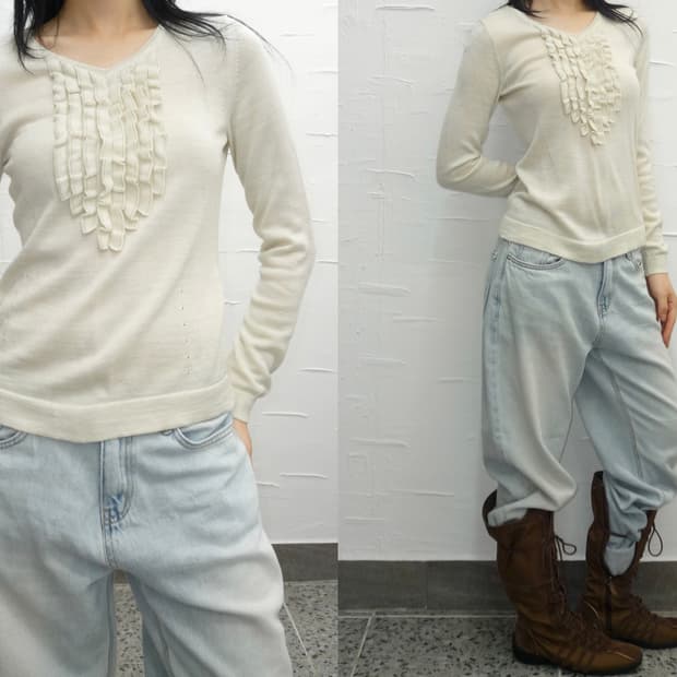 ivory ruffle knit