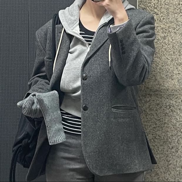 빈티지 헤링본 초겨울 자켓