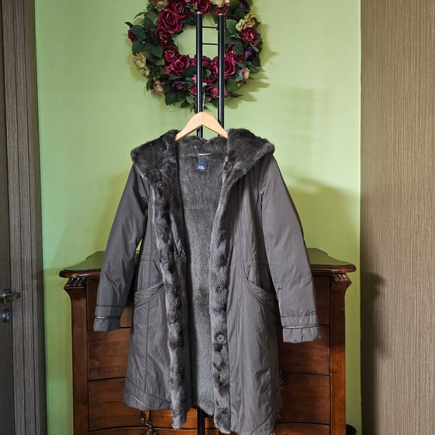 우바 천연밍크배색 코트