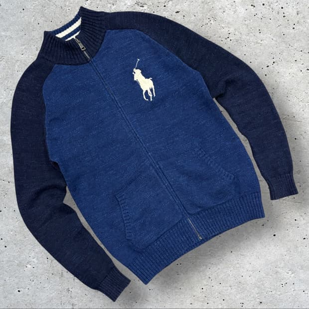 [L] 폴로 랄프로렌 빅포니 네이비 나그랑 니트 집업 가디건 C589