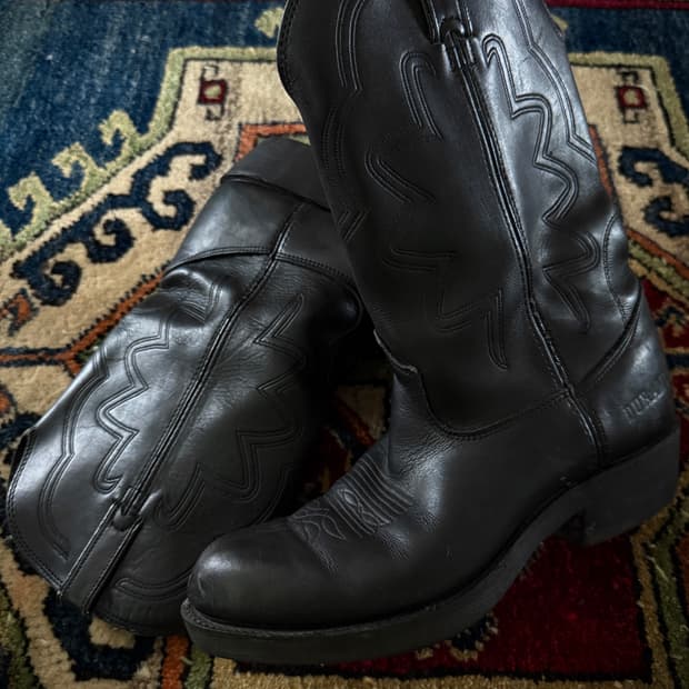 Durango USA Cowboy 블랙 레더 웨스턴 부츠