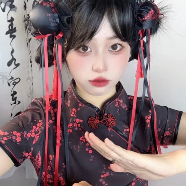 뿌까머리 춘리 양갈래 만두머리 가발 머리핀