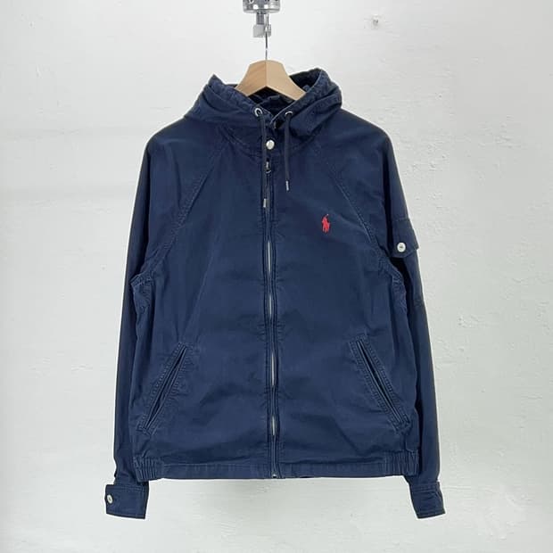 폴로 랄프로렌 네이비 코튼 쉘 후디 풀 집업 자켓