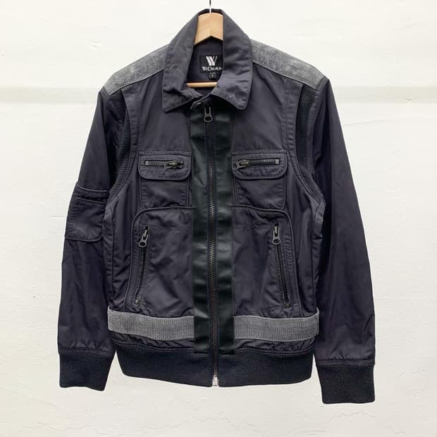 
빈티지 블랙 멀티포켓 폴리 집업 자켓
