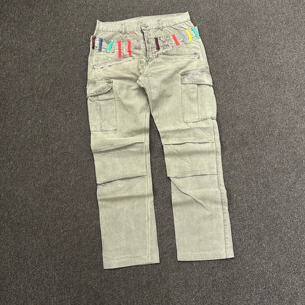 M)Japanese vintage 레이어드 체크패턴 브라운 데님팬츠