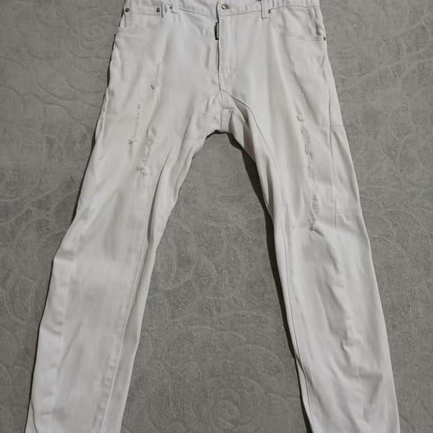 *디스퀘어드2 화이트 디스트로이드 팬츠(32-33)