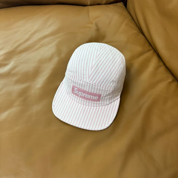 Supreme 슈프림 캠프캡 모자 (Hickory Stripe Pink)