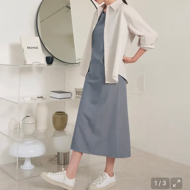 시티브리즈 스트링 슬리브리스 롱 원피스_VINTAGE BLUE