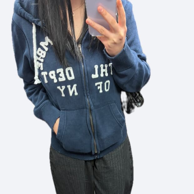✨아베크롬비 아치로고 네이비 후드집업✨
