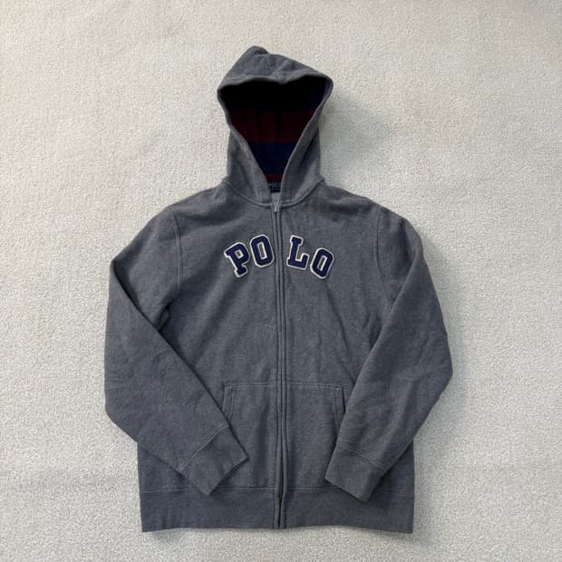 실측확인 폴로 그레이 아치로고 후드집업 0202T1