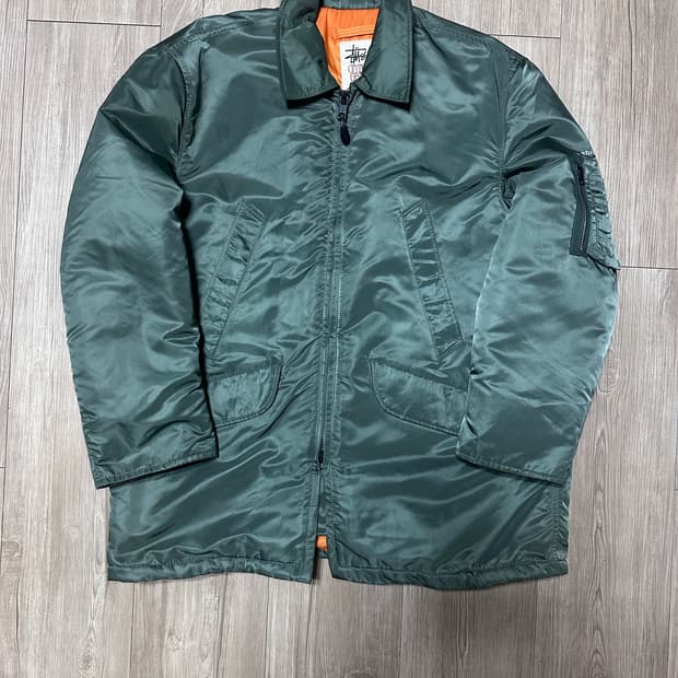 빈티지 스투시 MA-1 봄버 자켓 카키 L made in usa