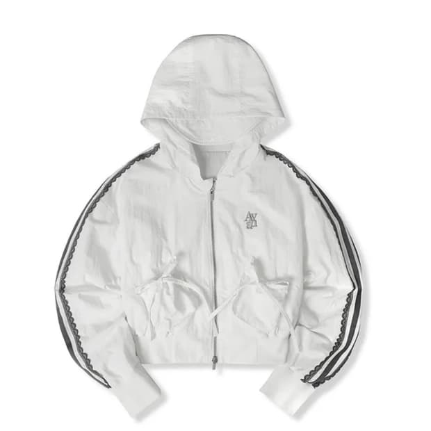 어반드레스 화이트 레이스 크롭 바람막이