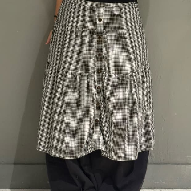 check pattern button-up skirt