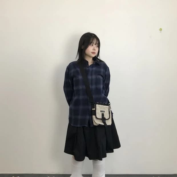 Natural Story Blue Check Flannel Shirt