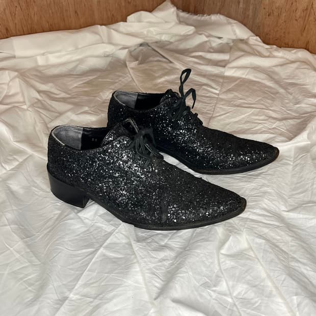꼼데가르송 트리콧 블랙 글리터 옥스포드 슈즈