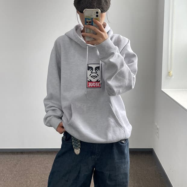 Obey 오베이 서울 멜란지 후드티