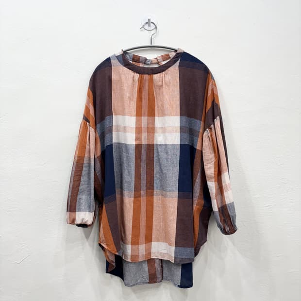 빈티지 체크 블라우스