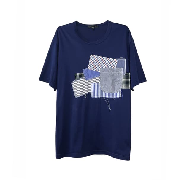 multi fabric patchwork pocket T-shirt