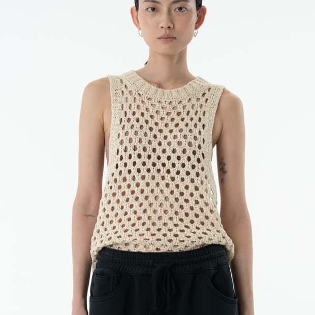 아모멘토 crochet knit vest (beige)