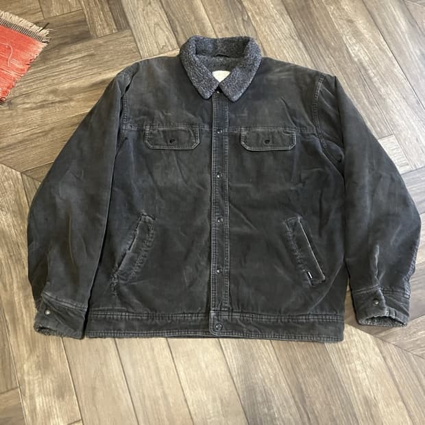 90s 스투시 코듀로이 셰르파 트러커 자켓 블랙