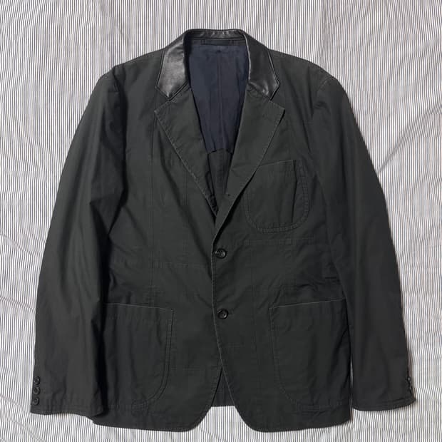 꼼데가르송 옴므 레더 카라 블레이저 자켓 M