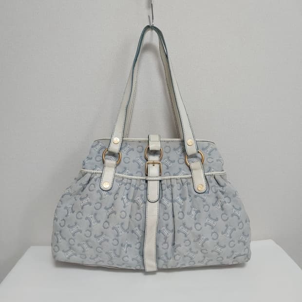 셀린느 트리오페 스카이블루 캔버스 숄더백 (정품)