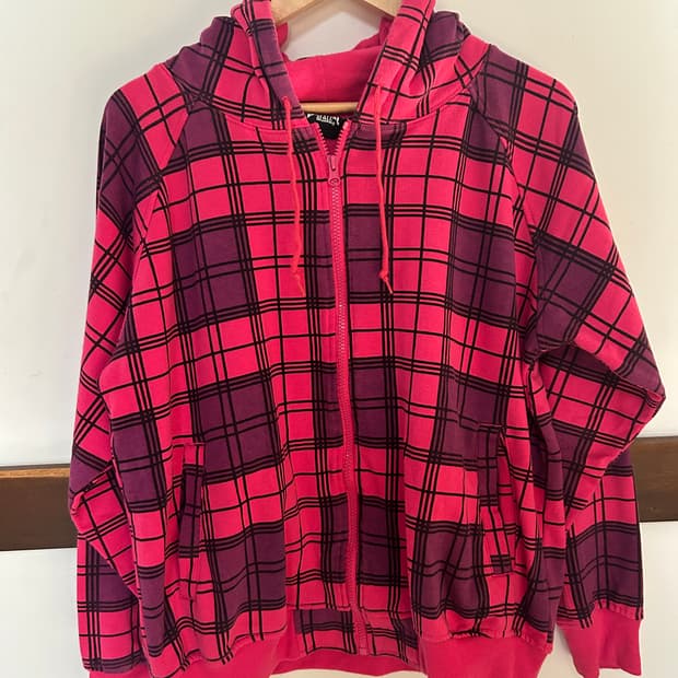 타탄체크 후드집업 