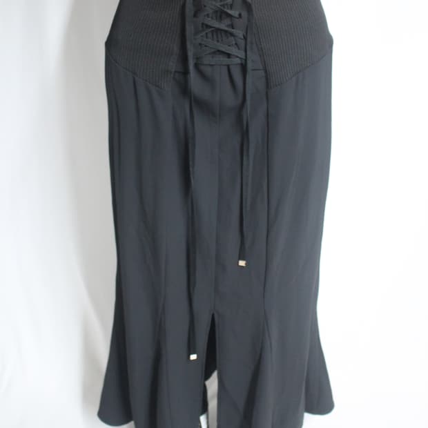 maxi eyelet strap corset mermaid skirt