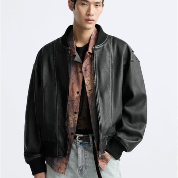 자라 빈티지 램스킨 리얼 레더 자켓 S