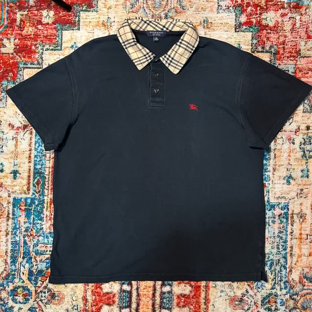 [L] 버버리 크롭핏 노바체크 카라 반팔