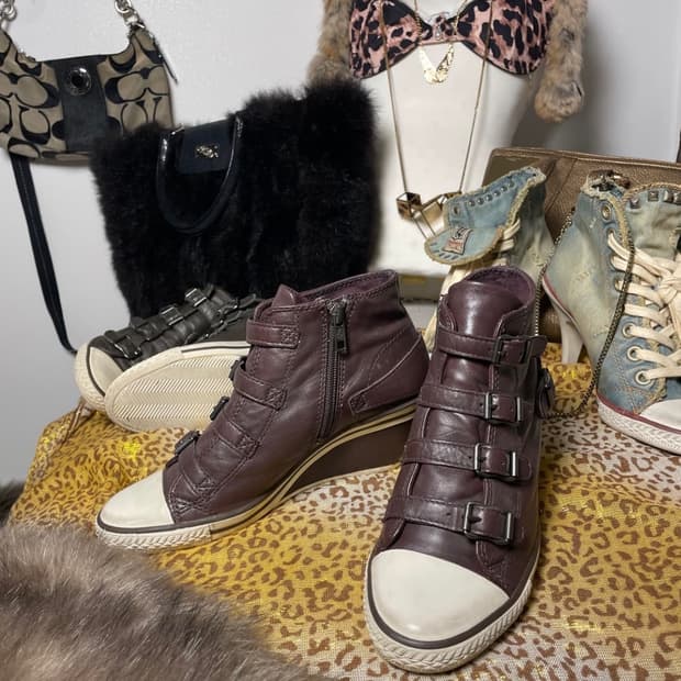 ash 가죽 웨지힐 스니커즈 브라운