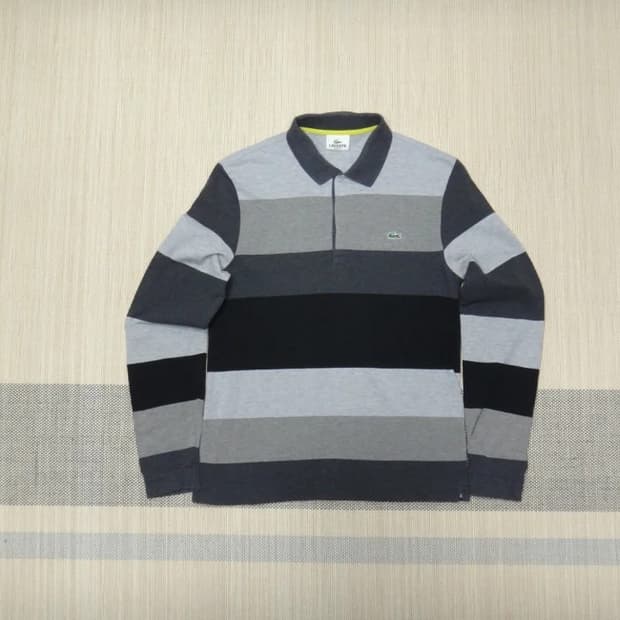 (95) 라코스테 남성 블록패턴 카라 긴팔 티셔츠