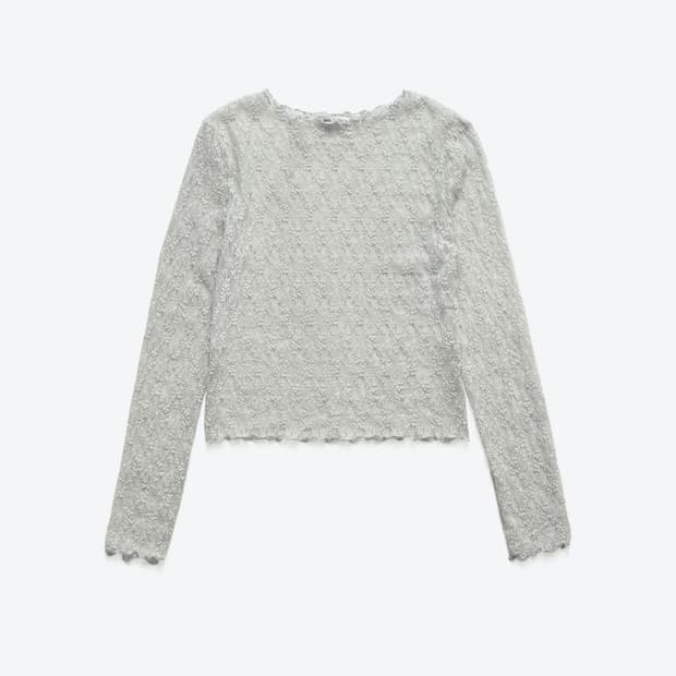 캐롤쇼페 레이스 시스루 탑 (그레이)