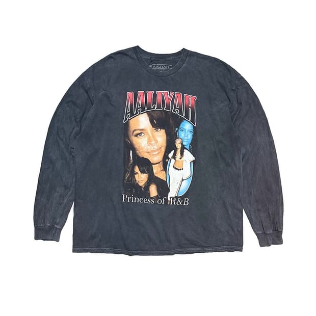 알리야 Aaliyah 페이드 프린팅 롱슬리브 티셔츠