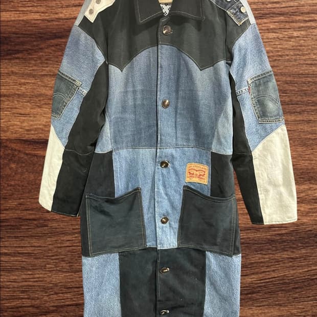 리바이스Levis 리메이크 패치워크 데님롱코트 XXL 오버핏 빈티지