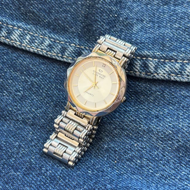 vintage grangche lady man metal watch