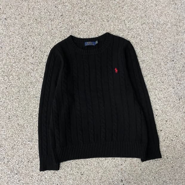 폴로 꽈배기 니트 블랙