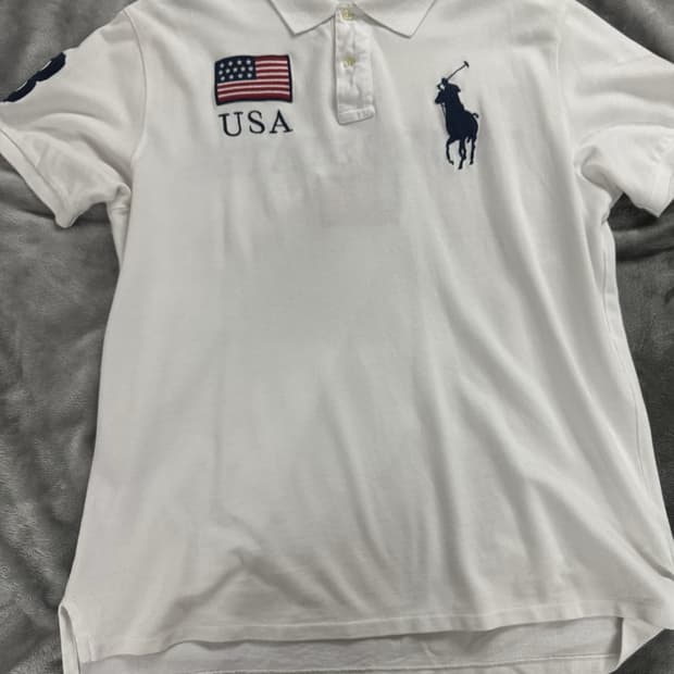 폴로 랄프 로렌 폴로 랄프 로렌 USA 성조기 빅포니 카라 반팔티 화이트
