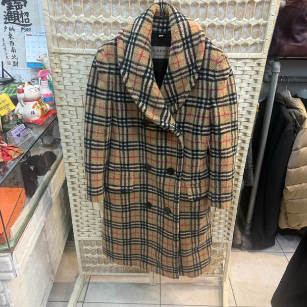 42/66 정품 버버리 프레스티트 체크 시어링 롱코트 팝니다