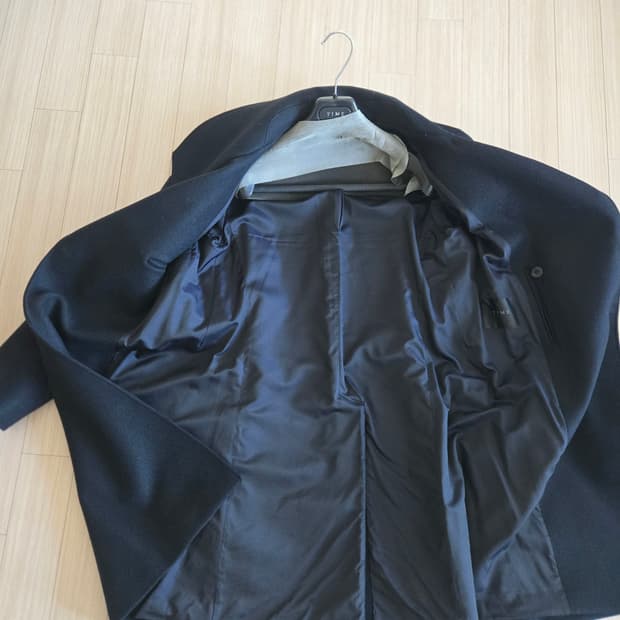 타임옴므 하이넥 더블 코트(검정)